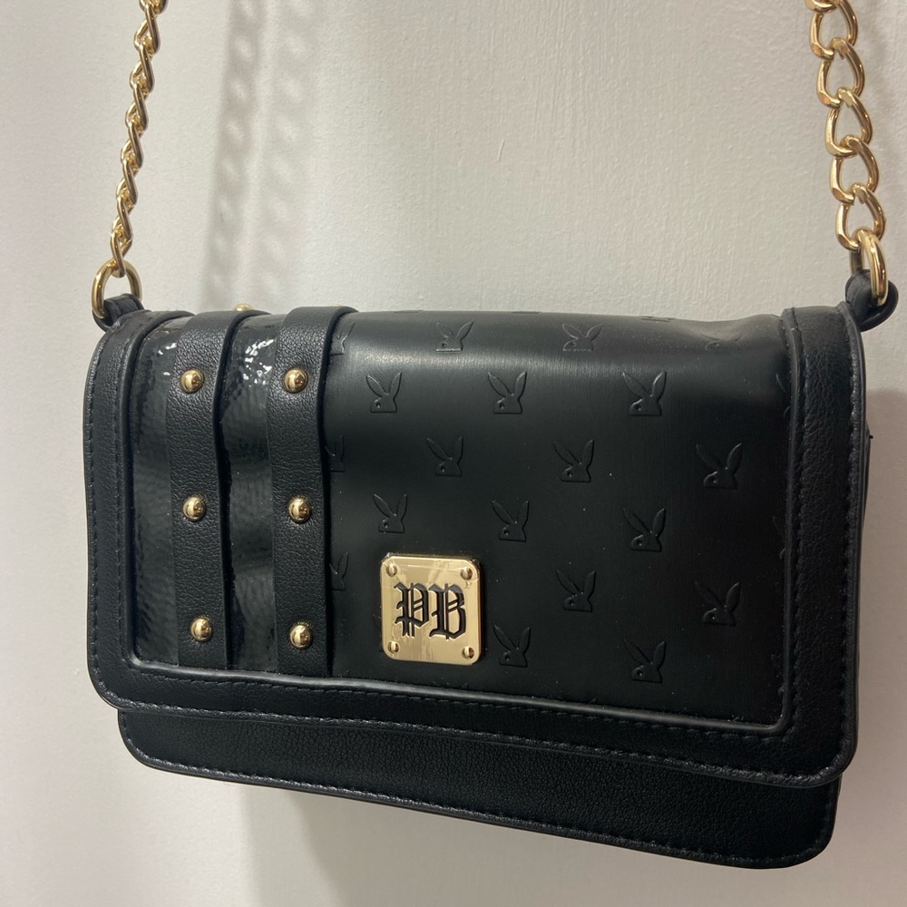 PLAYBOY Black Crossbody Bag with Gold Accents